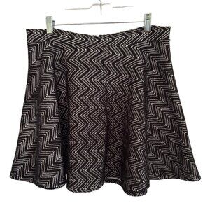 Persaya Black & White Zig Zag Print Mini Skirt, Size XL